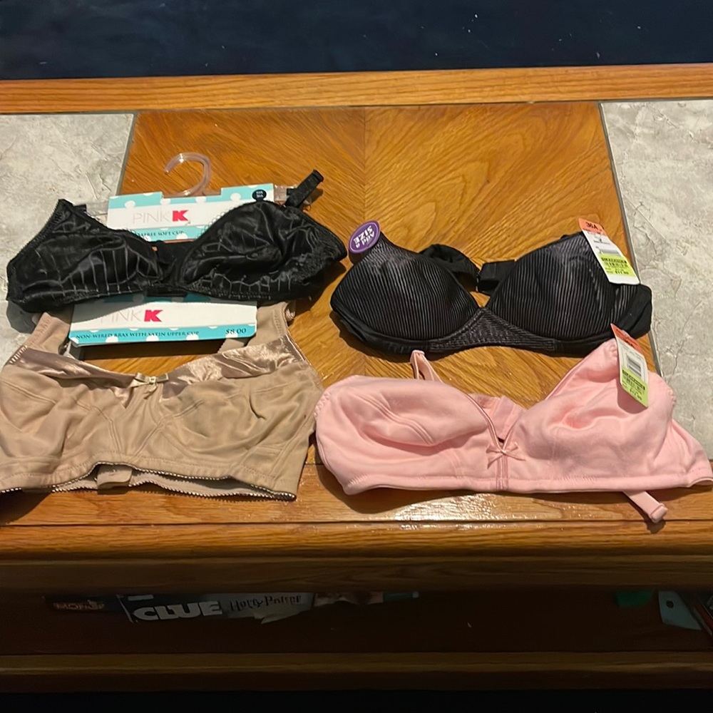 Kmart brand wireless 36A bra lot NWT 2 black 1 Pink 1 tan